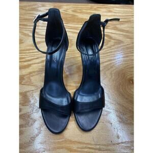 La Canadiene Strappy Heel Women's 10 Black Leather Slip On Stiletto Open Toe S25